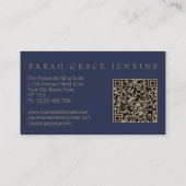 Carte de visite élégante moderne Navy or QR Code (Dos)