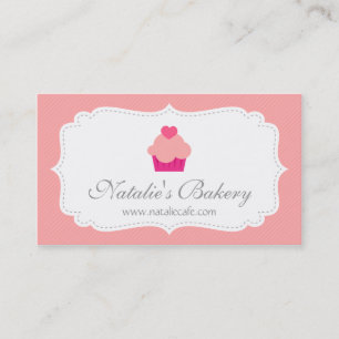 Carte De Visite Élégante, Moderne, Pâtisserie, Cupcake Rose