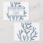 Carte De Visite Elégante Motif d'algues bleu Turquoise - Thème Océ (Devant / Derrière)