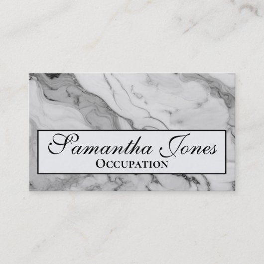 Carte De Visite Elégante motif moderne en marbre noir gris blanc (Devant)