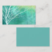 Carte De Visite élégante nature art aquarelle bleu et blanc arbre (Devant / Derrière)