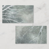 Carte De Visite élégante nature art branches d'arbres gris et blan (Devant / Derrière)
