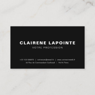Carte de visite élégante noir et blanc modèle