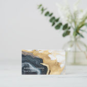 Carte De Visite Elégante Noir Or moderne Agate Parties scintillant (Debout devant)