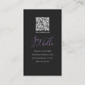 Carte de visite élégante noire avec code QR et mot (Dos)