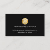Carte de visite élégante noire avec logo (Dos)