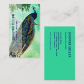 Carte De Visite Élégante oeuvre vintage de paon                    (Devant / Derrière)