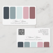 Carte De Visite Élégante palette de couleurs rose calligraphie QR- (Devant / Derrière)