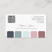 Carte De Visite Élégante palette de couleurs rose calligraphie QR- (Dos)