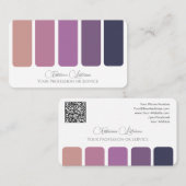 Carte De Visite Élégante palette de couleurs violet calligraphie Q (Devant / Derrière)