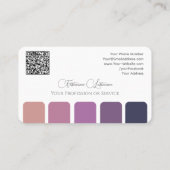 Carte De Visite Élégante palette de couleurs violet calligraphie Q (Dos)
