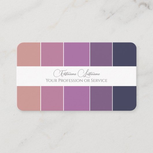 Carte De Visite Élégante palette de couleurs violet calligraphie Q (Devant)