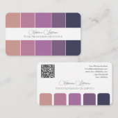 Carte De Visite Élégante palette de couleurs violet calligraphie Q (Devant / Derrière)