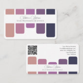 Carte De Visite Élégante palette de couleurs violet calligraphie Q (Devant / Derrière)