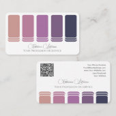 Carte De Visite Élégante palette de couleurs violet calligraphie Q (Devant / Derrière)