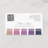 Carte De Visite Élégante palette de couleurs violet calligraphie Q (Dos)