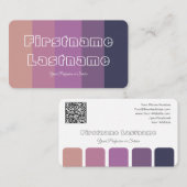 Carte De Visite Élégante palette de couleurs violet calligraphie Q (Devant / Derrière)