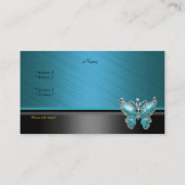 Carte de visite élégante papillon bleu sarcelle (Dos)