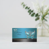 Carte de visite élégante papillon bleu sarcelle (Debout devant)