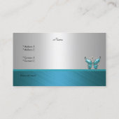 Carte de visite élégante Papillon Bleu sarcelle 2 (Dos)