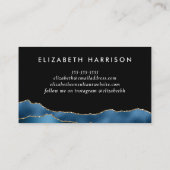 Carte De Visite Elégante Parties scintillant à huile bleue Noir (Dos)