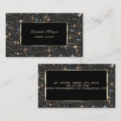 Carte De Visite Elégante Parties scintillant Black Sparkle de luxe (Devant / Derrière)