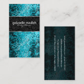 Carte De Visite Élégante Parties scintillant bleu-vert Séquence mé (Devant / Derrière)
