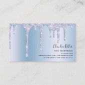 Carte De Visite Elégante parties scintillant bleue élégante goutte (Dos)