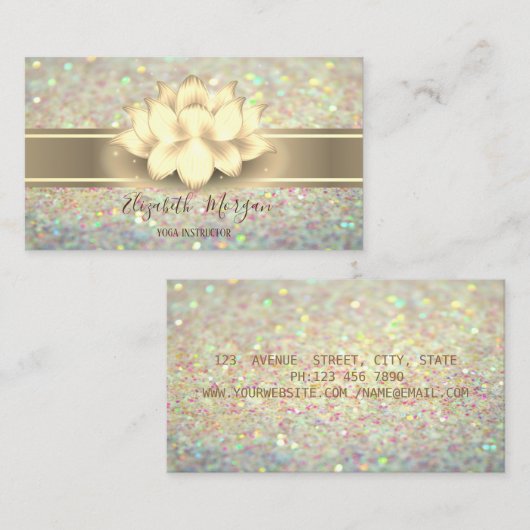 Carte De Visite Elégante Parties scintillant Bokeh, Gold Stripe Yo (Devant / Derrière)