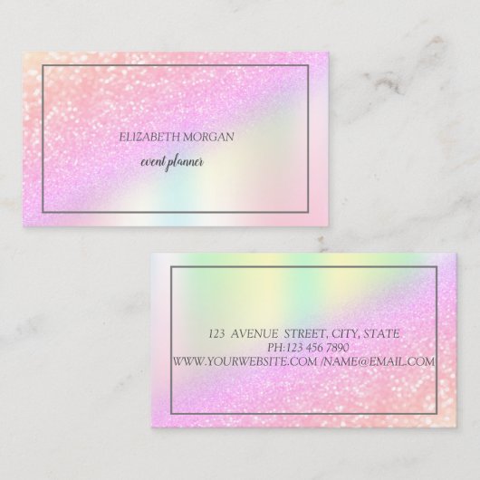 Carte De Visite Elégante Parties scintillant Bokeh Ombre, Cadre Ho (Devant / Derrière)