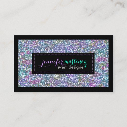 Carte De Visite Elégante Parties scintillant couleur pourpre et ét (Devant)
