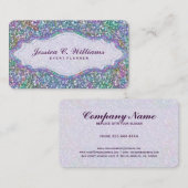 Carte De Visite Elégante Parties scintillant couleur pourpre et ét (Devant / Derrière)