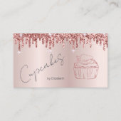 Carte De Visite Elégante Parties scintillant Cupcake Rose Gold Dri (Devant)