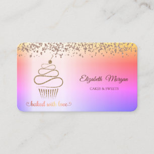 Carte De Visite Elégante Parties scintillant Cupcake, Sucres, Ombr