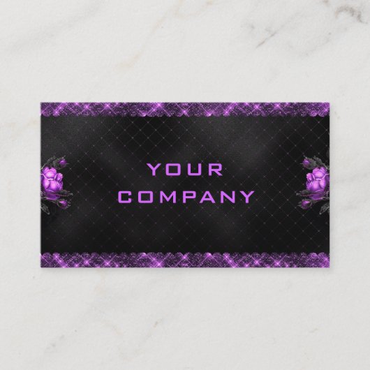 Carte De Visite Élégante Parties scintillant de fleurs violettes C (Devant)