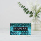 Carte De Visite Elégante Parties scintillant Disco Turquoise (Debout devant)