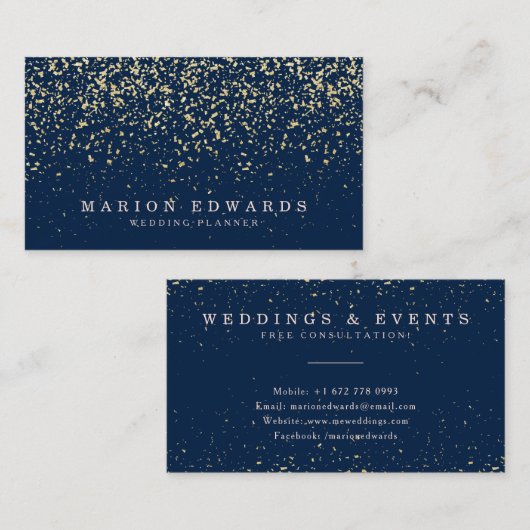 Carte De Visite Elégante parties scintillant d'or confetti classe  (Devant / Derrière)