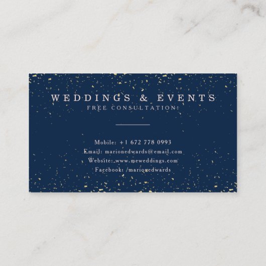 Carte De Visite Elégante parties scintillant d'or confetti classe  (Dos)