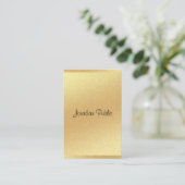 Carte De Visite Élégante Parties scintillant d'or moderne Script m (Debout devant)