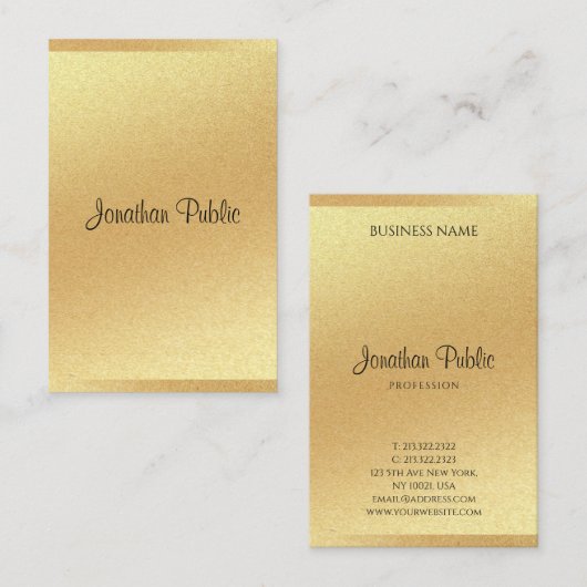 Carte De Visite Élégante Parties scintillant d'or moderne Script m (Devant / Derrière)