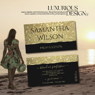 Carte De Visite Elégante Parties scintillant d'or noir Lumineuses