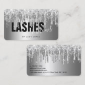 Carte De Visite Élégante parties scintillant en argent gouttes cil (Devant / Derrière)