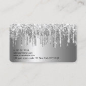 Carte De Visite Élégante parties scintillant en argent gouttes cil (Dos)