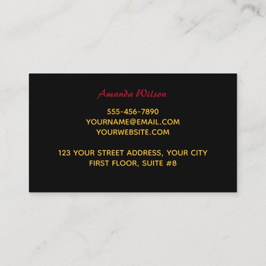 Carte De Visite Elégante parties scintillant en marbre rouge (Dos)