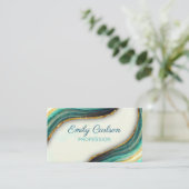 Carte De Visite Élégante parties scintillant en marbre vert émerau (Debout devant)