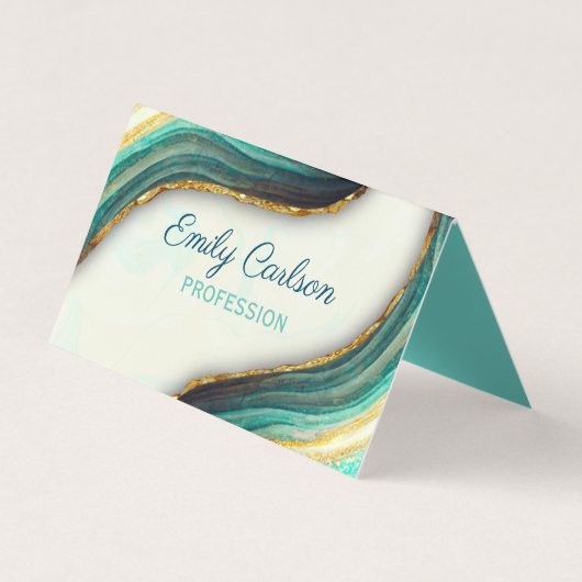 Carte De Visite Élégante parties scintillant en marbre vert émerau (Devant)