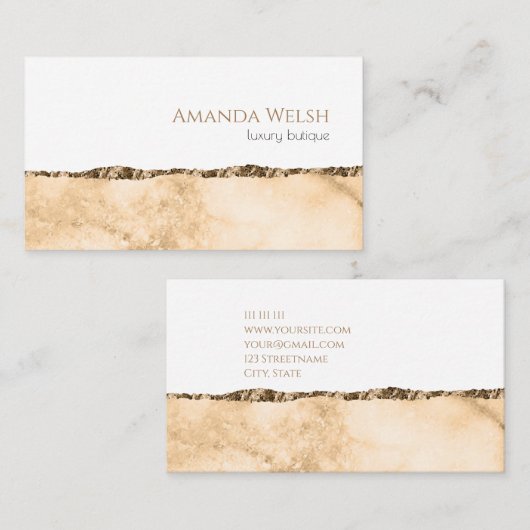 Carte De Visite Elégante parties scintillant en or blanc de luxe (Devant / Derrière)