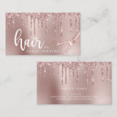 Carte De Visite Elégante parties scintillant en or rose en cuivre  (Devant / Derrière)