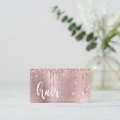 Carte De Visite Elégante parties scintillant en or rose en cuivre  (Debout devant)