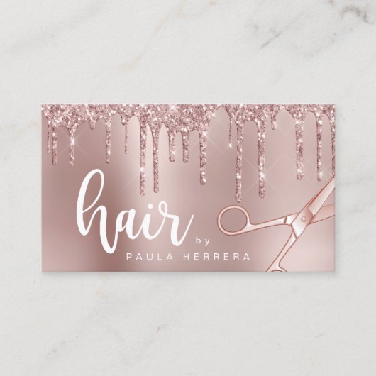 Carte De Visite Elégante parties scintillant en or rose en cuivre  (Devant)